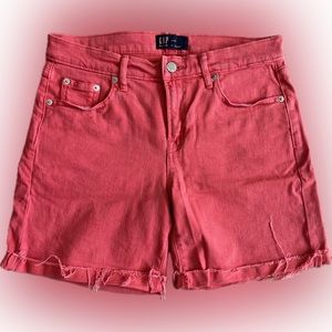 GAP Red Denim Shorts Women's 0/25 Fringe Hem